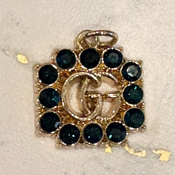 Gucci Jewelry - Authentic Gucci Upcycled Vintage Button Charm Pendant – Gold & Green Crystal